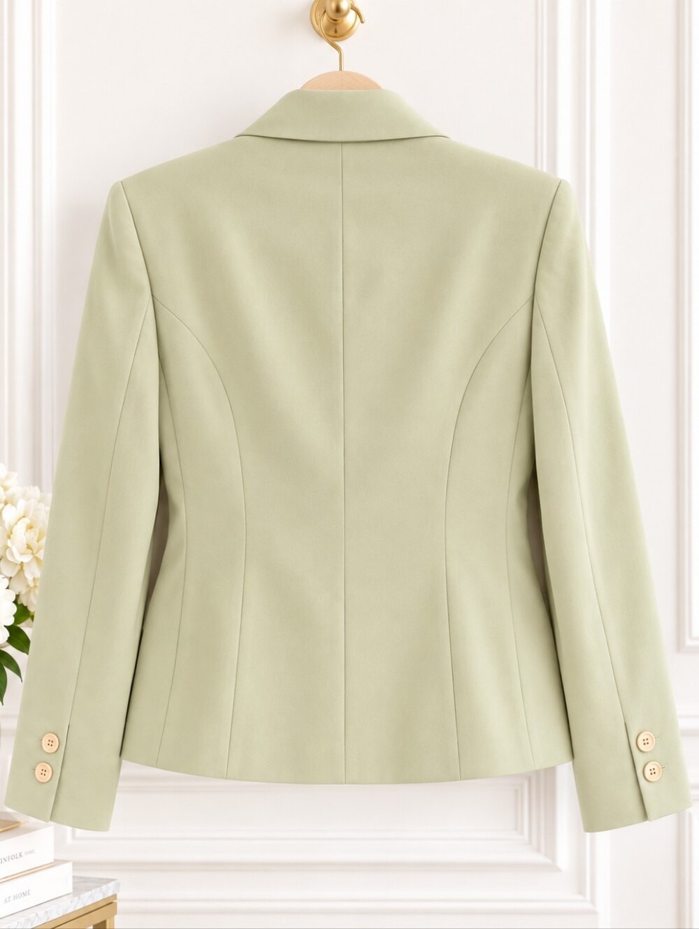 81st & Park Sage Green Tailored Four Button Blazer Jacket | Size Large - Picture 6 of 9